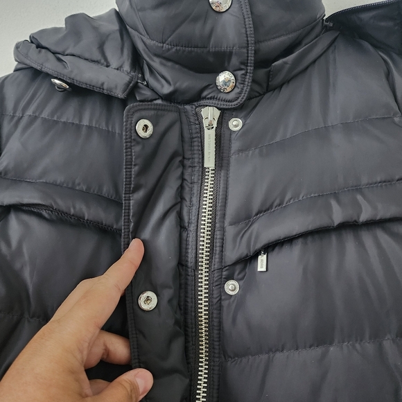 Michael Kors Hooded Down Mid-weight Puffer Coat Jacket in Gunmetal Color Sz L - Picture 9 of 16